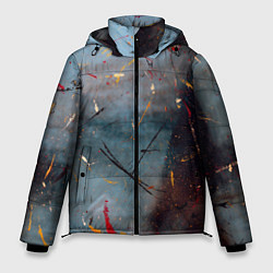 Куртка зимняя мужская Тёмно-серый туман и краски, цвет: 3D-красный