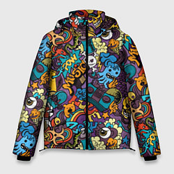 Куртка зимняя мужская Стрит-арт music: разноцветный, цвет: 3D-светло-серый