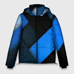Куртка зимняя мужская Геометрия синие полосы, цвет: 3D-светло-серый