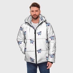 Куртка зимняя мужская Бумажные самолетики, цвет: 3D-светло-серый — фото 2