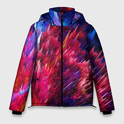 Куртка зимняя мужская Красно-синие брызги краски, цвет: 3D-красный