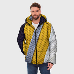 Куртка зимняя мужская Полосатая в дырочку, цвет: 3D-светло-серый — фото 2