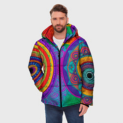 Куртка зимняя мужская Красочные этнические орнаменты, цвет: 3D-черный — фото 2