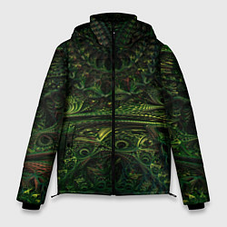 Куртка зимняя мужская Зелёные древние скрижали паттерн, цвет: 3D-черный