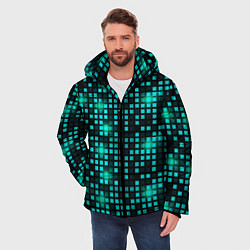 Куртка зимняя мужская Светящиеся неоновые квадраты, цвет: 3D-светло-серый — фото 2