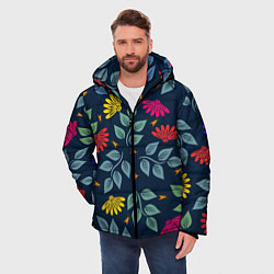 Куртка зимняя мужская Листья и цветы, цвет: 3D-красный — фото 2