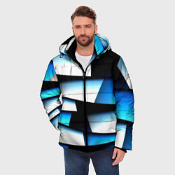 Куртка зимняя мужская Решетка из линий и полос, цвет: 3D-светло-серый — фото 2