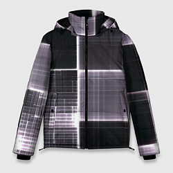 Куртка зимняя мужская Серое неоновое в клеточку, цвет: 3D-черный