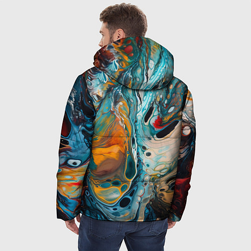 Мужская зимняя куртка Яркие разводы краски / 3D-Черный – фото 4