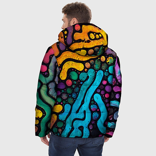 Мужская зимняя куртка Цветные микроорганизмы / 3D-Черный – фото 4