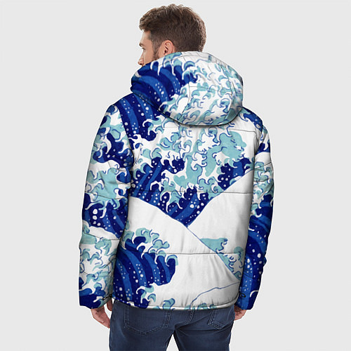Мужская зимняя куртка Японская графика - волна - паттерн / 3D-Черный – фото 4