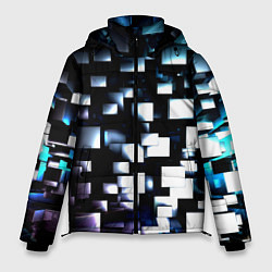 Куртка зимняя мужская Неоновые кубы абстракция, цвет: 3D-черный
