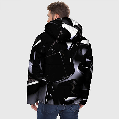 Мужская зимняя куртка Хромированные кубы / 3D-Черный – фото 4