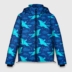 Куртка зимняя мужская Единорог в ночных облаках, цвет: 3D-светло-серый