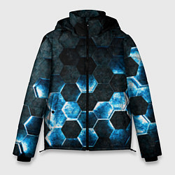 Куртка зимняя мужская Соты с подсветкой, цвет: 3D-черный