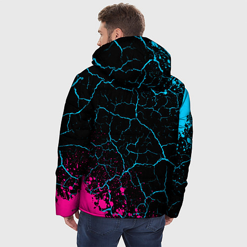 Мужская зимняя куртка Tokyo Ghoul - neon gradient: надпись, символ / 3D-Черный – фото 4