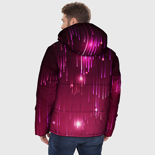 Мужская зимняя куртка Светящиеся розовые линии / 3D-Черный – фото 4