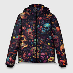 Куртка зимняя мужская Россыпь разноцветных черепков, цвет: 3D-красный
