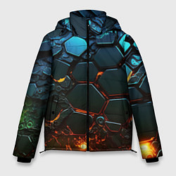 Куртка зимняя мужская Объемные разломленные плитки, цвет: 3D-красный