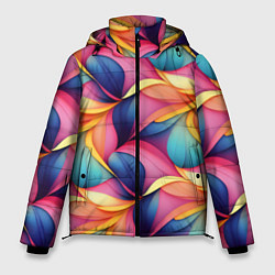 Куртка зимняя мужская Абстрактные цветы в узоре, цвет: 3D-светло-серый