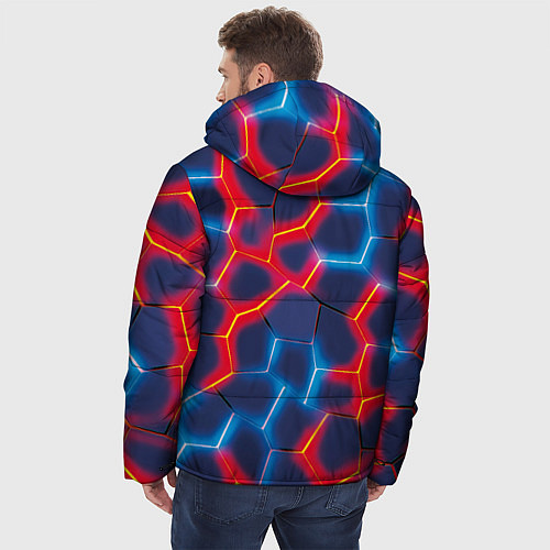 Мужская зимняя куртка Красный и синий неон / 3D-Черный – фото 4