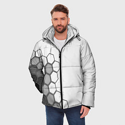 Куртка зимняя мужская Серые соты абстракция, цвет: 3D-светло-серый — фото 2