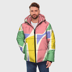 Куртка зимняя мужская Абстрактные разноцветные фигуры, цвет: 3D-светло-серый — фото 2