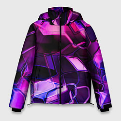 Куртка зимняя мужская Неоновая искаженная геометрия, цвет: 3D-черный