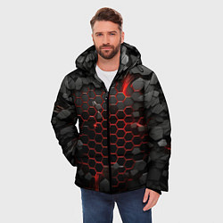 Куртка зимняя мужская Взрыв объемных плит, цвет: 3D-черный — фото 2