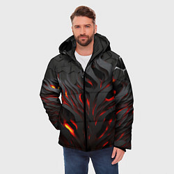 Куртка зимняя мужская Объемное черное пламя, цвет: 3D-светло-серый — фото 2