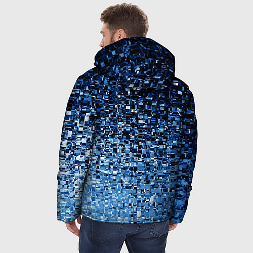 Мужская зимняя куртка Геометрическое множество синих кубов / 3D-Светло-серый – фото 4