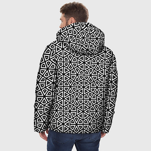 Мужская зимняя куртка Ромбическо-треугольная абстракция / 3D-Черный – фото 4