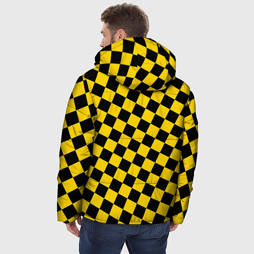 Мужская зимняя куртка Черно-желтая мелкая клетка / 3D-Черный – фото 4