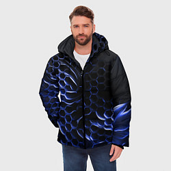 Куртка зимняя мужская Синие объемные плиты, цвет: 3D-светло-серый — фото 2