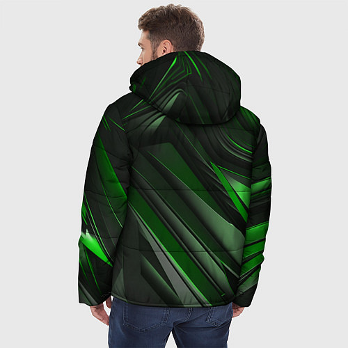 Мужская зимняя куртка Green black abstract / 3D-Красный – фото 4