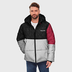 Куртка зимняя мужская Комбинированный серо красный узор с надписью Росси, цвет: 3D-светло-серый — фото 2
