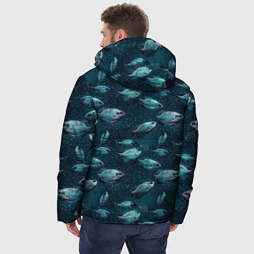 Мужская зимняя куртка Текстура из рыбок / 3D-Светло-серый – фото 4