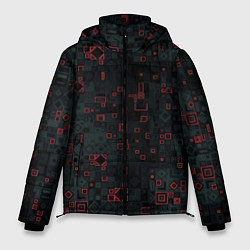 Куртка зимняя мужская Квадратные пазлы, цвет: 3D-красный