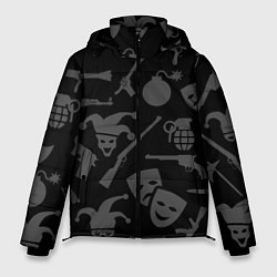 Куртка зимняя мужская Маски Джокера и оружие, цвет: 3D-черный