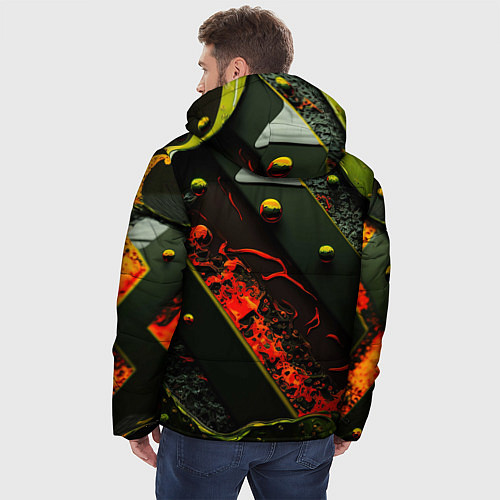 Мужская зимняя куртка Оранжевые брызги / 3D-Красный – фото 4