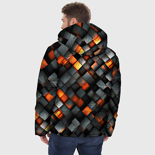 Мужская зимняя куртка Раскаленные блоки паттерн / 3D-Черный – фото 4