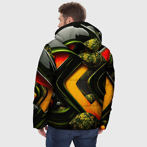 Мужская зимняя куртка Зеленая абстракция / 3D-Черный – фото 4