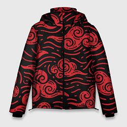 Куртка зимняя мужская Японский орнамент - красные облака, цвет: 3D-светло-серый