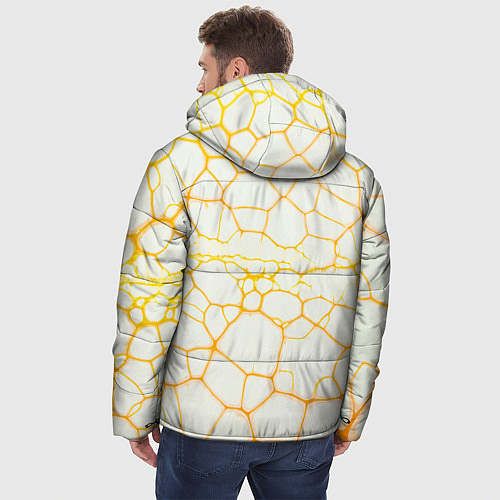 Мужская зимняя куртка Жёлтые разломы / 3D-Красный – фото 4