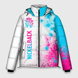 Куртка зимняя мужская Nickelback neon gradient style: по-вертикали, цвет: 3D-черный