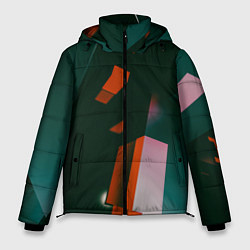 Куртка зимняя мужская Сюрреалистичные геометрические фигуры, цвет: 3D-светло-серый