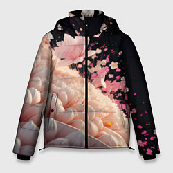 Куртка зимняя мужская Множество розовых цветов, цвет: 3D-красный