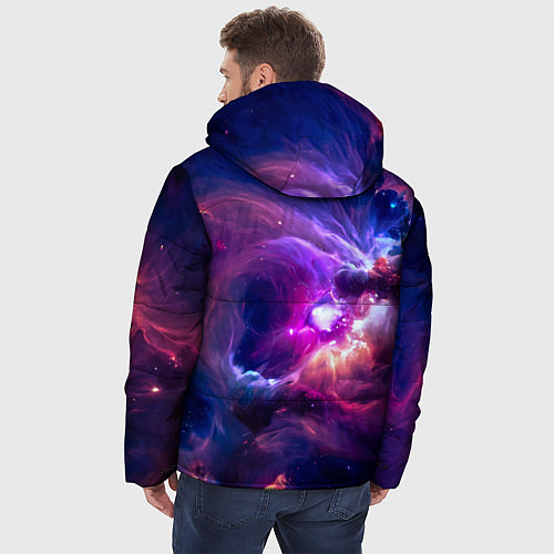 Мужская зимняя куртка Небула в космосе в фиолетовых тонах - нейронная се / 3D-Светло-серый – фото 4