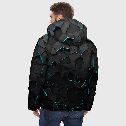 Мужская зимняя куртка Плиты с синей неоновой подсветкой / 3D-Черный – фото 4
