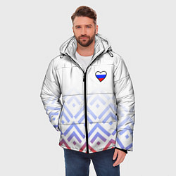 Куртка зимняя мужская Сердечко россии - треугольники, цвет: 3D-красный — фото 2